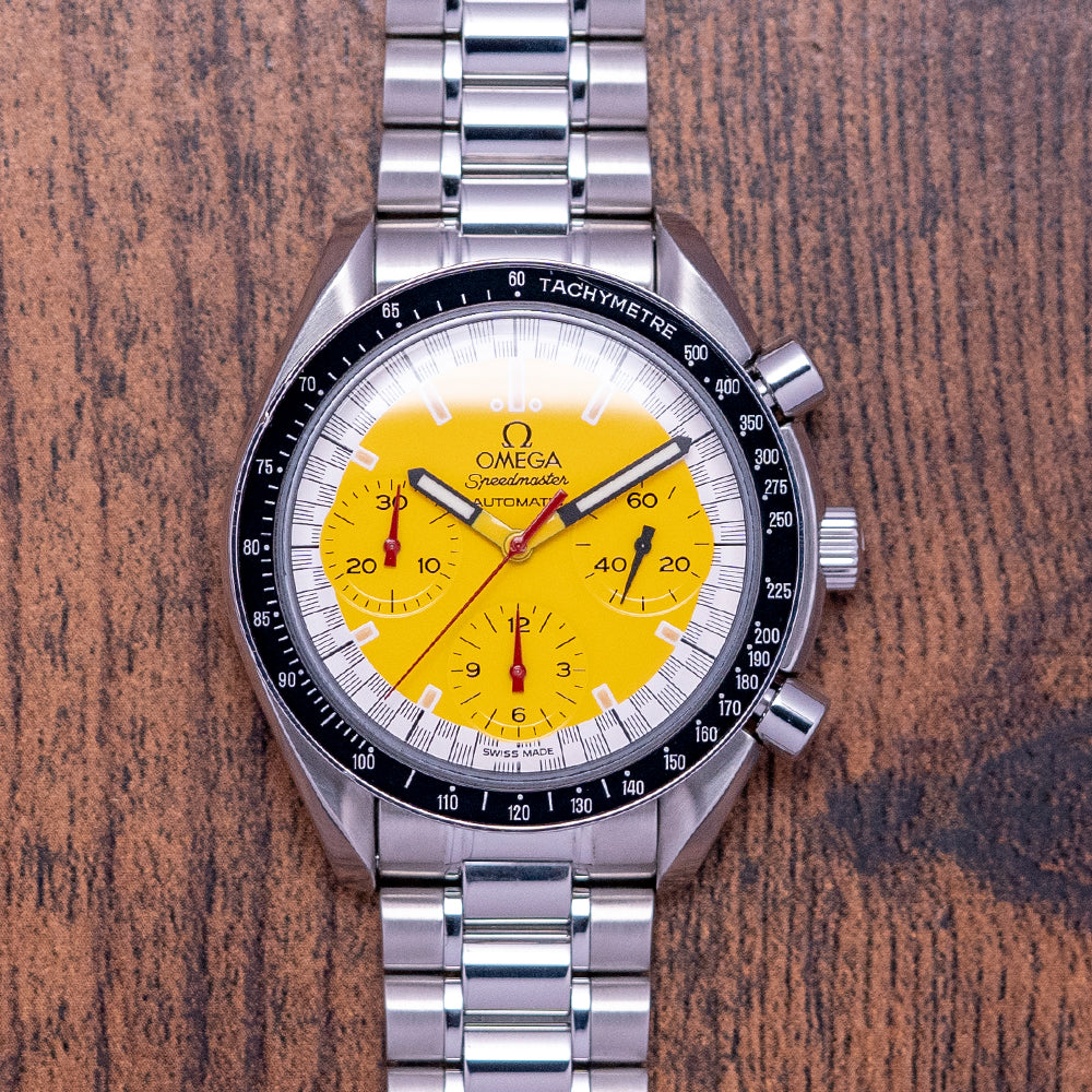 1998 Omega Speedmaster Reduced "Schumacher" Yellow Box & Papers 3510.12.00
