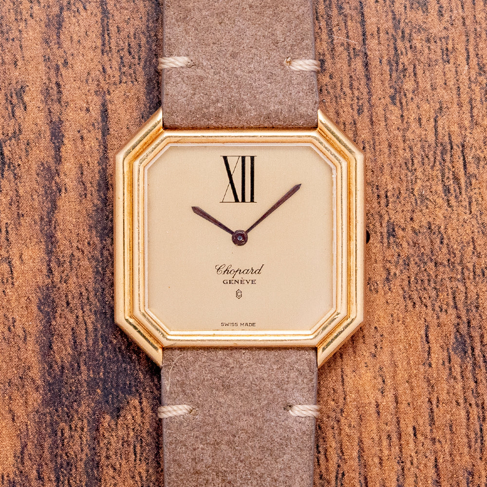 1980s Chopard Geneve Step Case 18ct Gold Dress Watch 2147