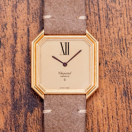 1980s Chopard Geneve Step Case 18ct Gold Dress Watch 2147