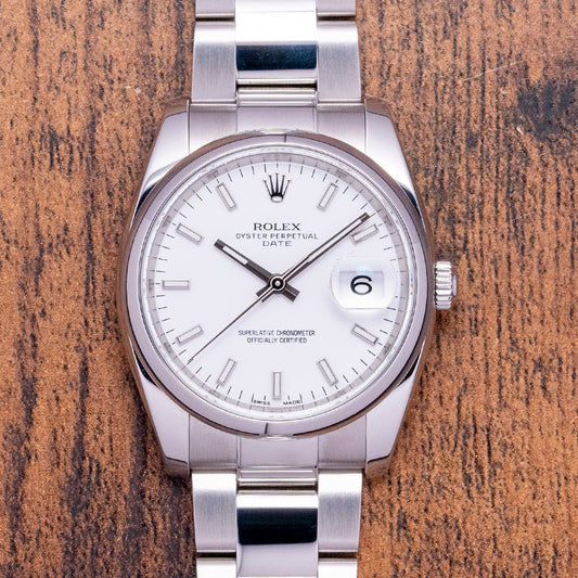 2019 Rolex Oyster Perpetual Date 34mm White Dial 115200