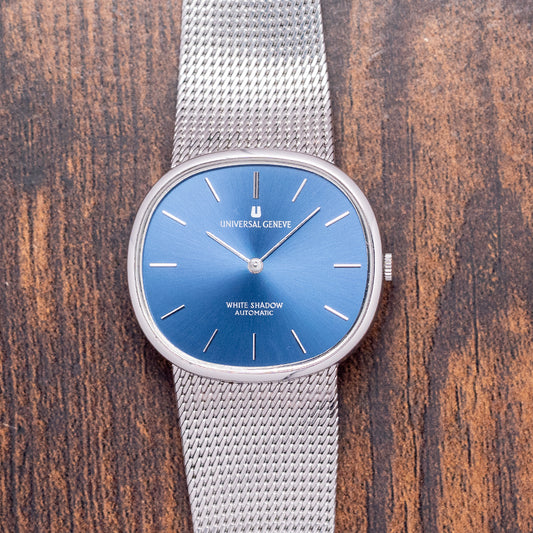 1970s Universal Geneve White Shadow Automatic Blue 866050