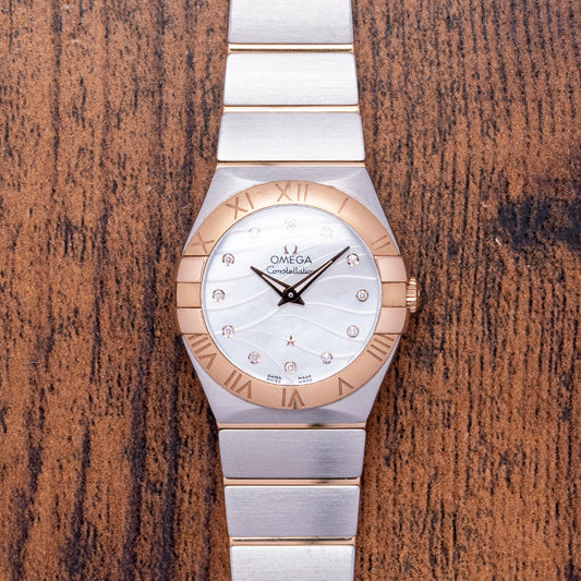 2017 Omega Constellation 27mm Steel & Red Gold MOP/Diamond Dial