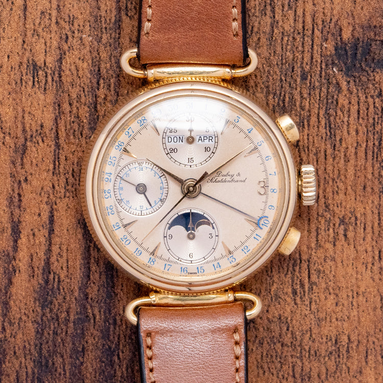 1980s Dubey & Schaldenbrand 18ct Triple Calendar Moonphase Chronograph