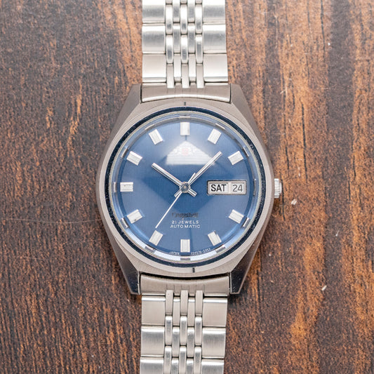 1960s Orient Crystal Automatic Day Date Blue Dial with Bracelet 36mm