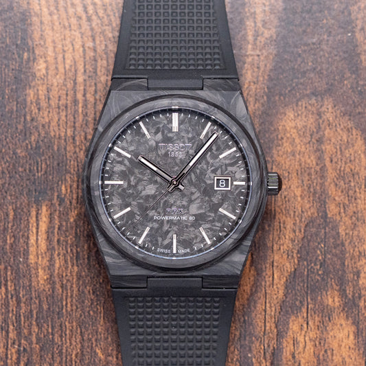 2024 Tissot PRX Black Carbon Automatic 40.5mm on Rubber
