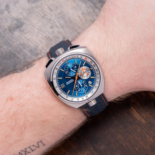 2025 Richurus Bullhead Chrono Quartz Blue on Strap 43.5mm
