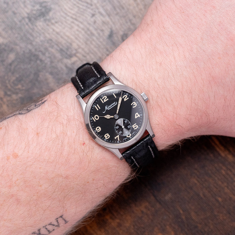 1990s Minerva Pythagore A481 Aviation Black Cal. 48 34mm