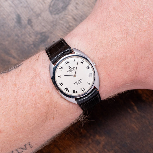 1970s Like-NOS Universal Geneve White Shadow Auto 35mm 866101