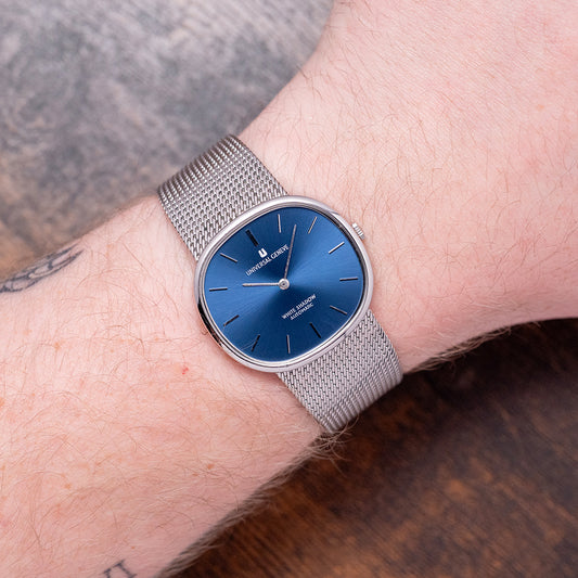 1970s Universal Geneve White Shadow Automatic Blue 866050