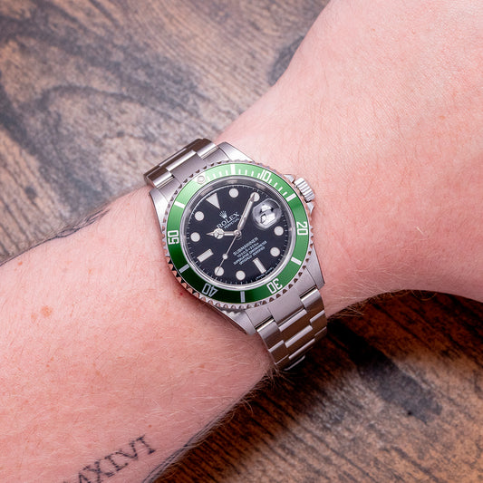 Factory Stickered 2007 Rolex Submariner "Kermit" Green 16610LV