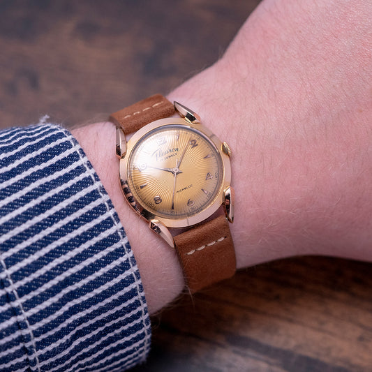 1950s Fleuron 18ct Rose Gold Bombe Lugs 35mm Manual