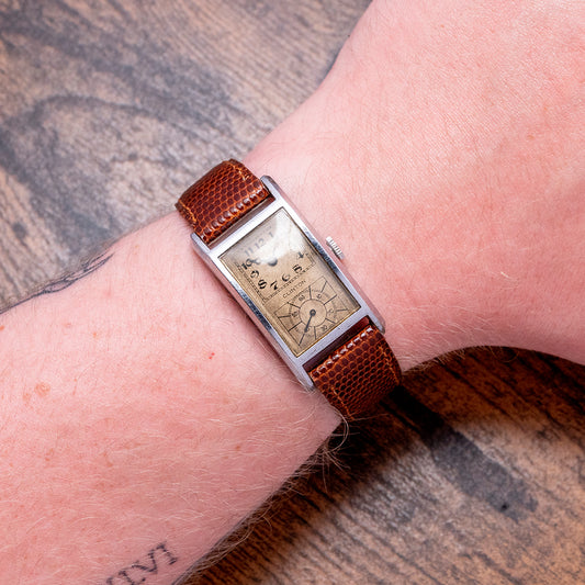 1930s Clinton Doctors Duo-Dial "Tank" Manual 22.5mm/42.5mm