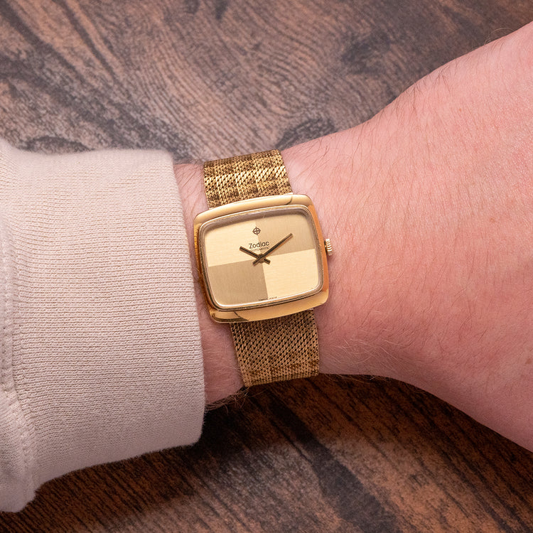 1970s Zodiac Automatic Gold-Plated "TV Screen"