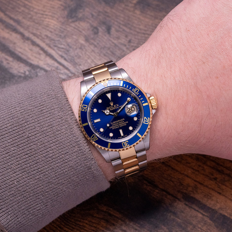 2004 Rolex Submariner Steel & Gold "Bluesey" 16613 Complete Set