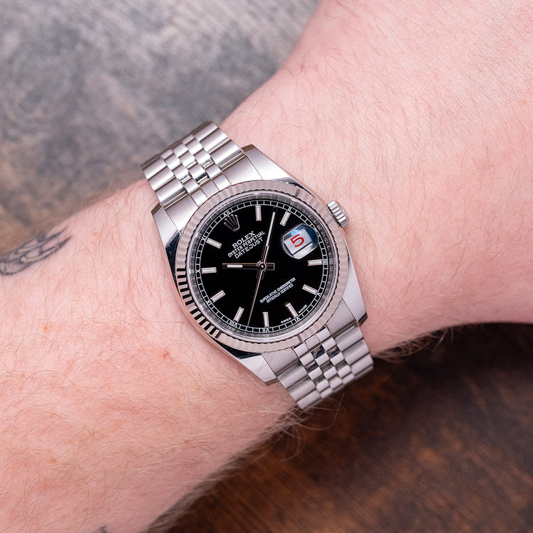 2018 Rolex Datejust Black 36mm Jubilee Roulette Date 116234