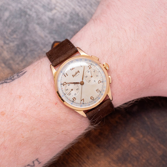 1950s Breitling Sprint Chronograph 18ct Yellow Gold Venus 188 37mm