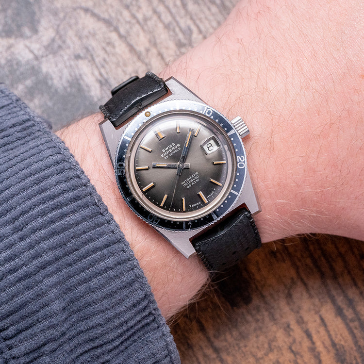 1970s Swiss Emperor Smoke Dial Automatic 38mm Skin Diver