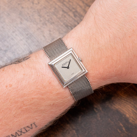 1974 Roy King .925 Sterling Silver Square Case on Bracelet 28mm