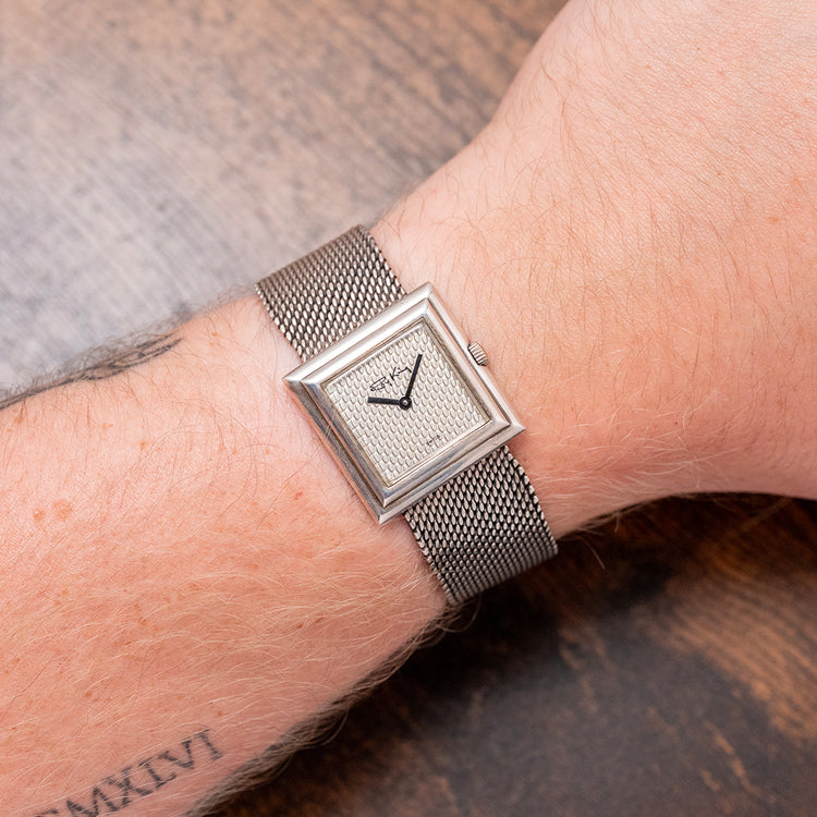 1974 Roy King .925 Sterling Silver Square Case on Bracelet 28mm