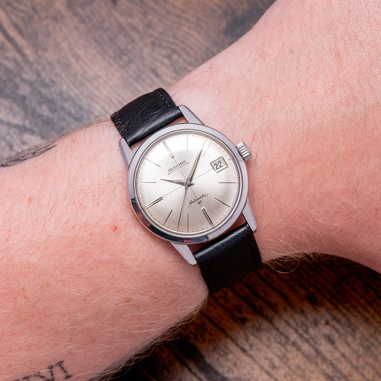 1950s Glycine Automatic 41 ETA 2452 Date Crosshair Dial 34mm