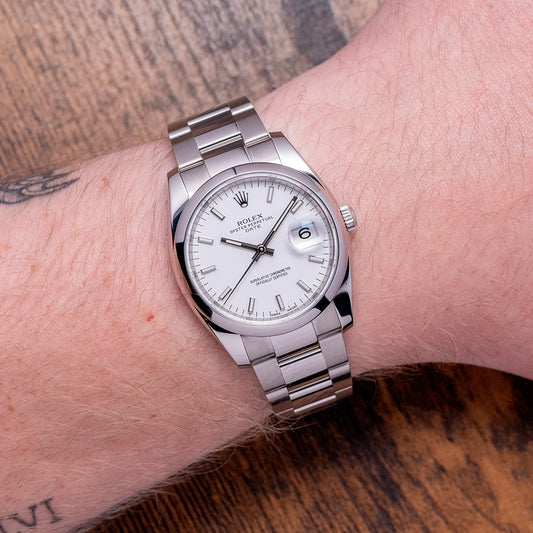 2019 Rolex Oyster Perpetual Date 34mm White Dial 115200