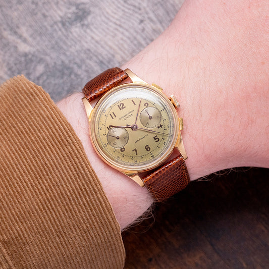 1950s Chronographe Suisse 18ct Gold Landeron 48 36.5mm