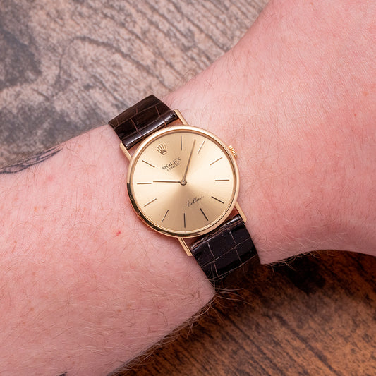 Unpolished 1990 Rolex Cellini 18ct Gold 5112/8 Box & Papers