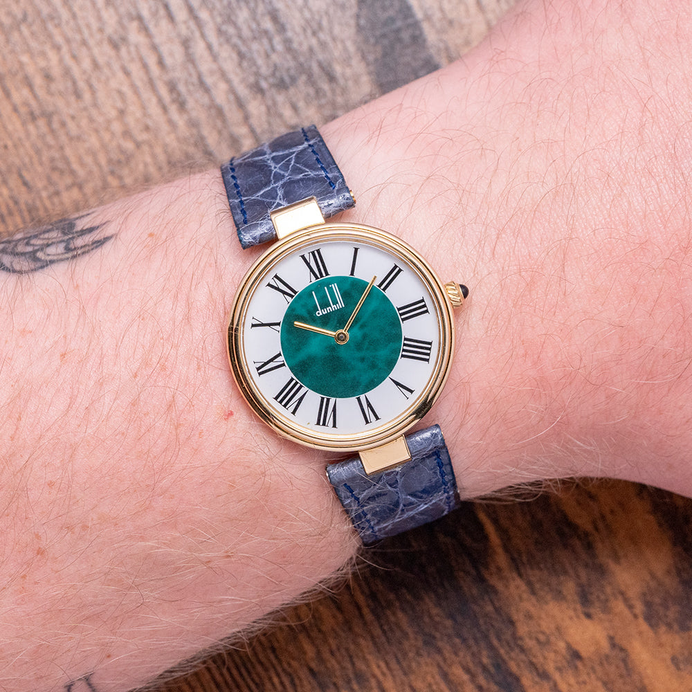 1980s Dunhill .925 Silver "Green" Dial "Vendôme" 33mm Quartz