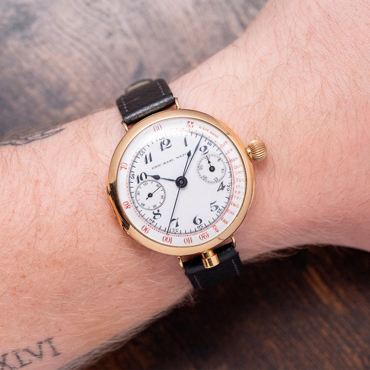 1920s Universal Watch 18ct Gold Monopusher Chronograph 41.5mm