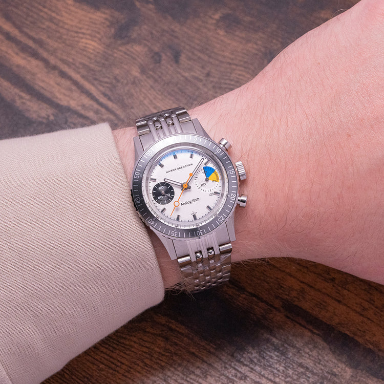 Unworn Nivada Grenchen x Analog:Shift Chronomaster 'Big Eye'
