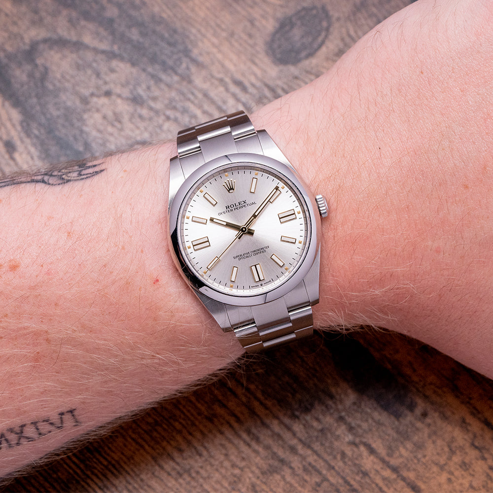 Rolex oyster perpetual 41mm silver dial sale