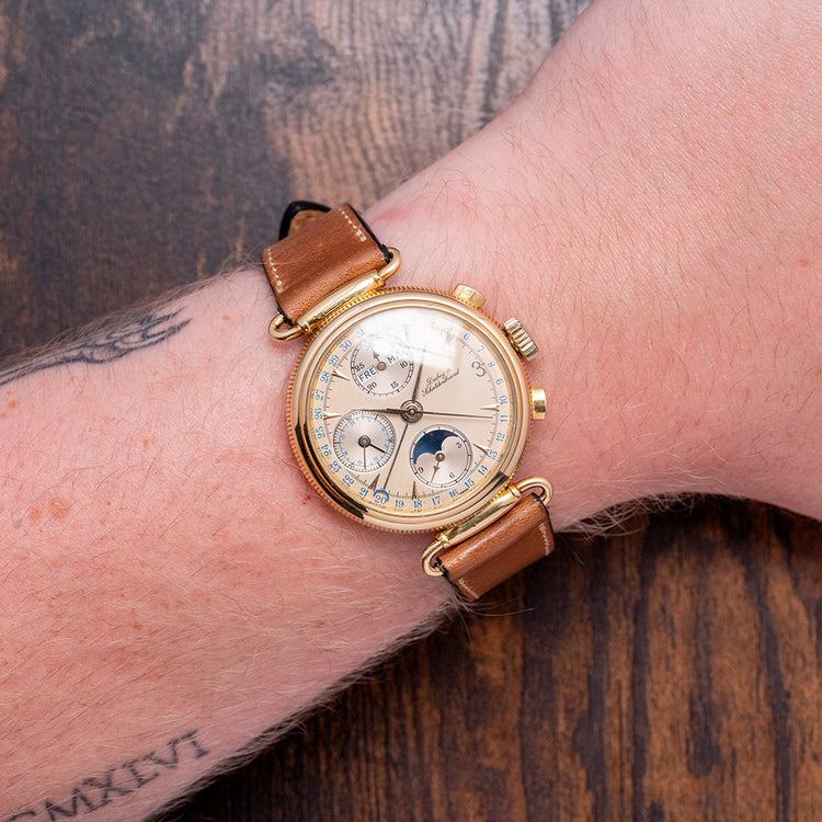 1980s Dubey & Schaldenbrand 18ct Triple Calendar Moonphase Chronograph
