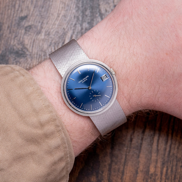 1971 Patek Philippe Calatrava Blue Sigma Dial White Gold 3445/6
