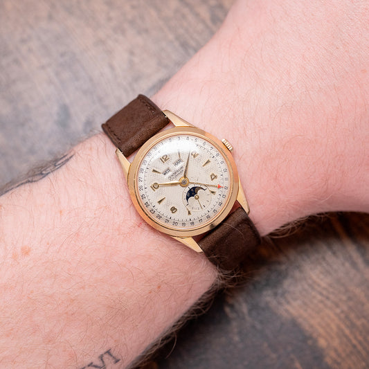 1950s J.W Benson Triple Calendar Moonphase Venus 203 34mm