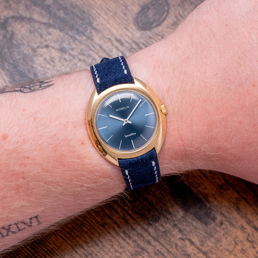 1976 Gübelin 18ct Gold Special-Time Blue Dial 36.5mm