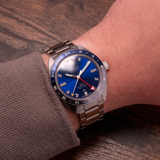2020 Farer Charlton GMT Blue Dial & Bezel with Bracelet