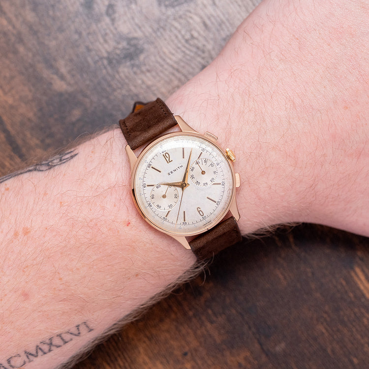 1950s Zenith 'Stellina' 18ct Pink Gold 37mm Oversized 156 D