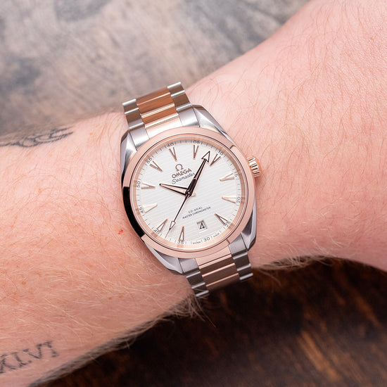 2019 Omega Seamaster Aqua Terra Silvery Dial 38mm Steel Gold