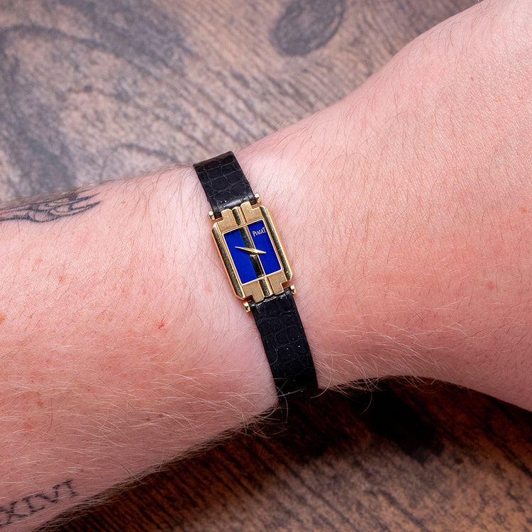 1992 Piaget Polo 18ct Gold Lapis Dial Box & Papers 15213