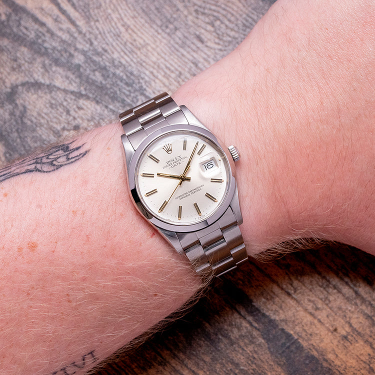 1982 Rolex Oyster Perpetual Date Silver Dial 34mm 15000
