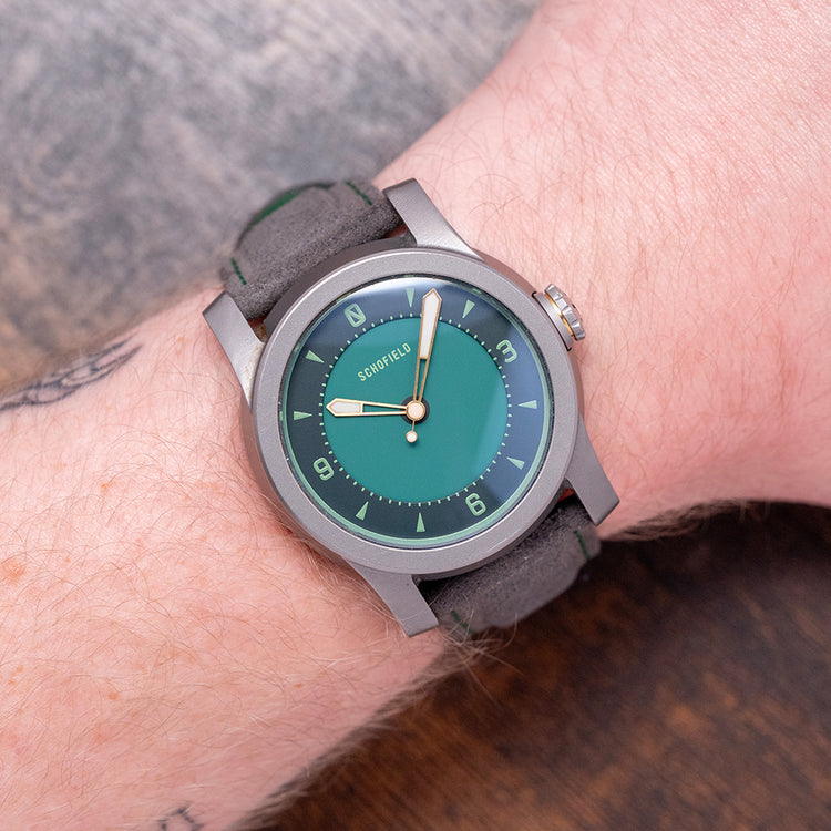 2020 Schofield Strange Lights Not Quite Green Titanium 44mm