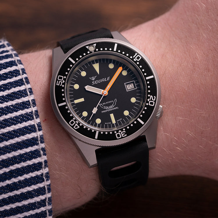 2023 Squale 1521 Black Blasted on Rubber 1521BKBL.NT