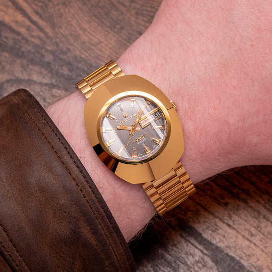 1970s Rare Certina Rado DiaMaster Day/Date Gold-Plated