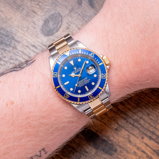 2002 Rolex Submariner Steel & Gold "Bluesey" 16613 on Bracelet