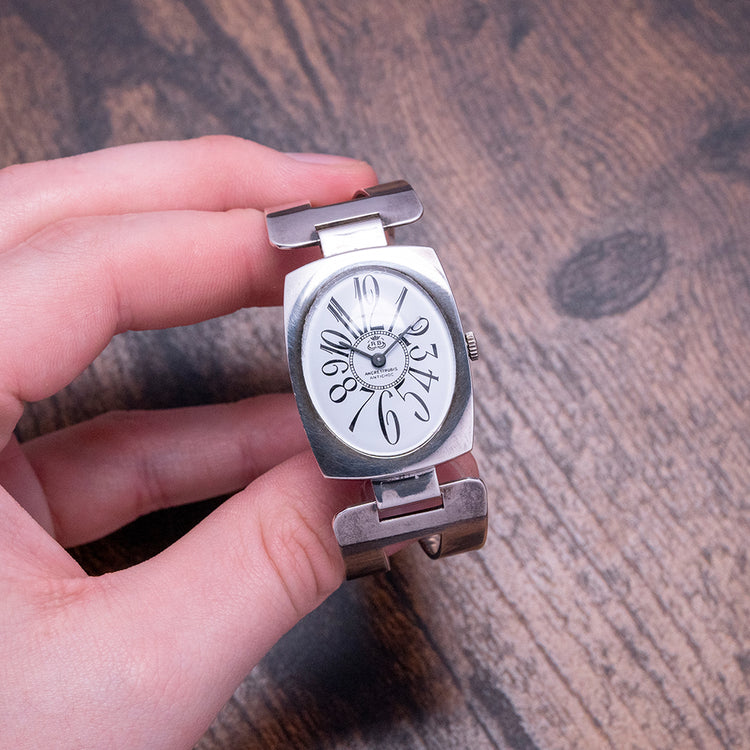 Ladies 1960s "RB" .925 Sterling Silver Bangle Watch