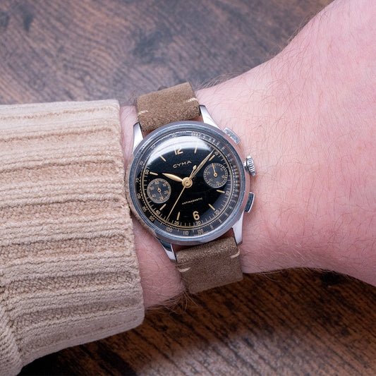 1940s CYMA Antimagnetic 36mm Steel Valjoux 22 Chronograph