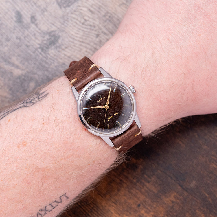 1960 Omega Seamaster Tropical Brown Gilt Dial 35mm 14390