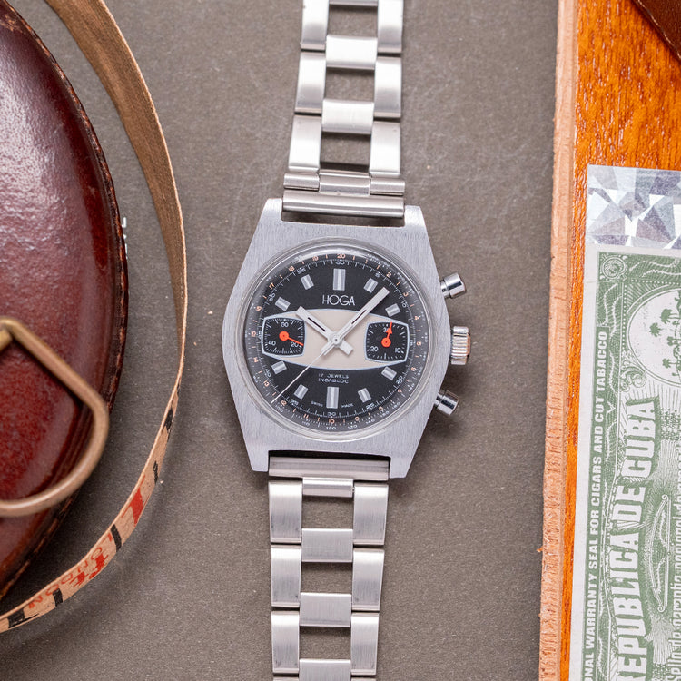 1960s HOGA/Vulcain "Surfboard" Chronograph Valjoux 7733 35.5mm