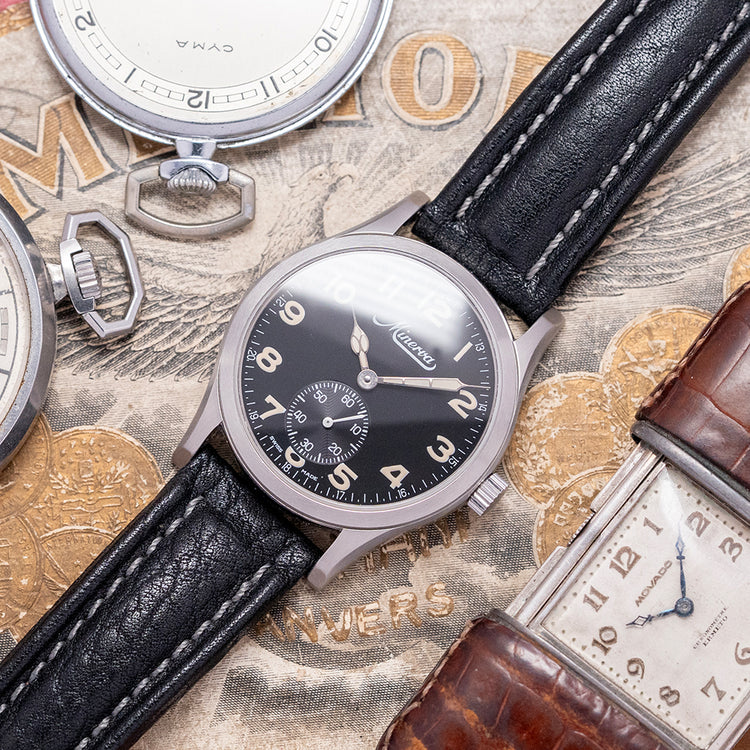 1990s Minerva Pythagore A481 Aviation Black Cal. 48 34mm