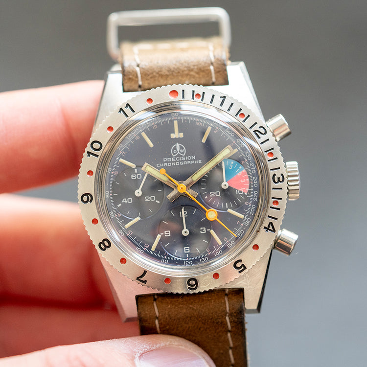 1970s Ollech & Wajs Valjoux 72 Chronograph Blue 37.5mm - vault